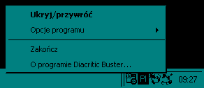 Diacritic Buster ukryty w zasobniku systemowym