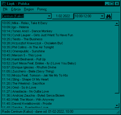 Le fenestra principal de Liryk sur Windows 95